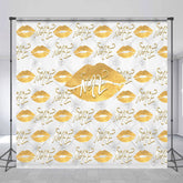 Lofaris Personalized Gold Lips White Repeat Party Backdrop